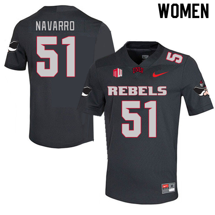 Women #51 Bobby Navarro UNLV Rebels 2023 College Football Jerseys Stitched-Charcoal